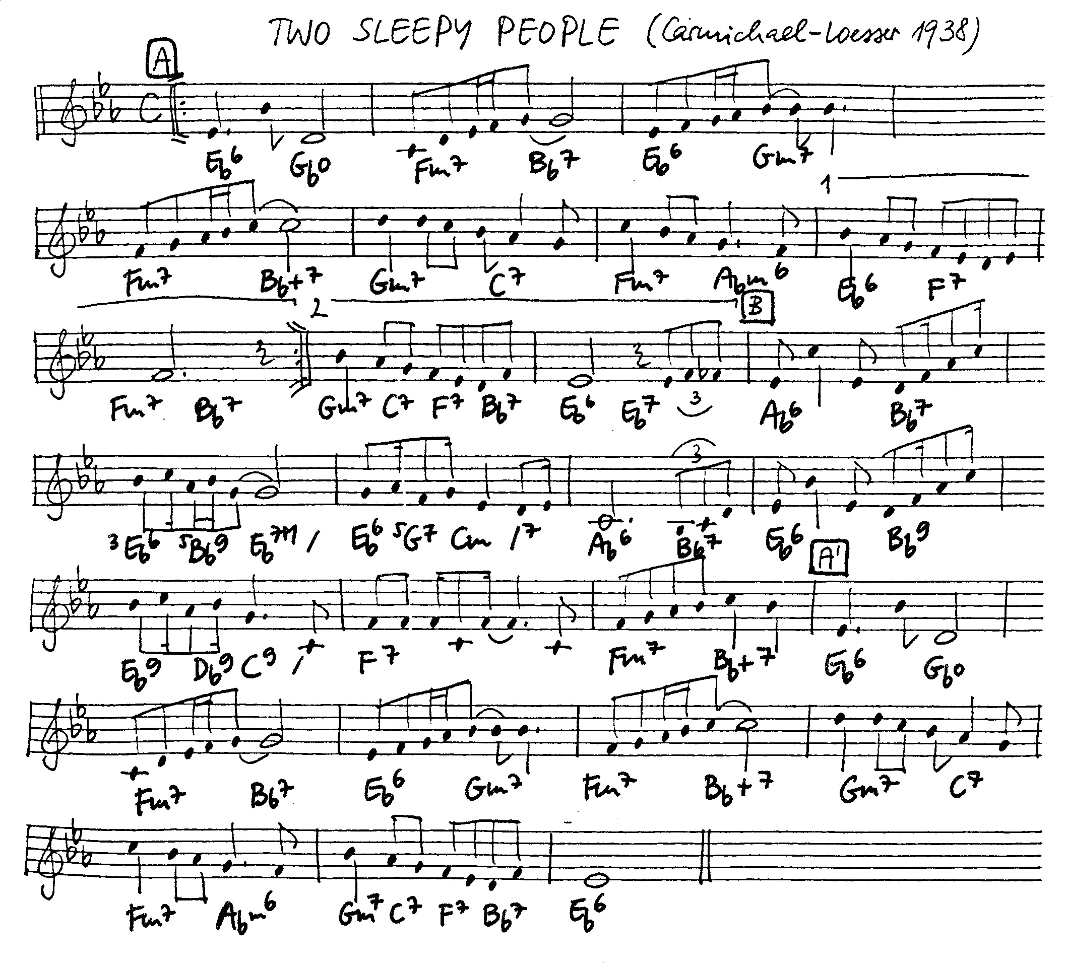 two sleepy people leadsheet – book us for your next 20s or gatsby event